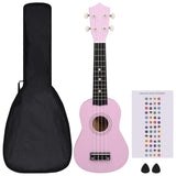 Sopran-ukulele sett med veske for barn rosa 21"