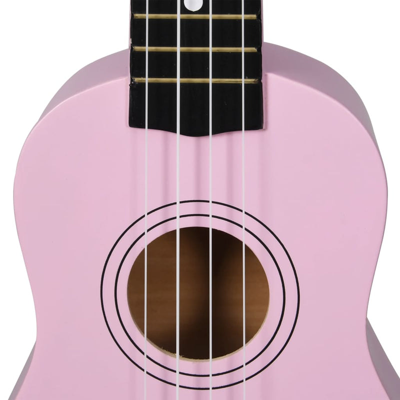 Sopran-ukulele sett med veske for barn rosa 21"