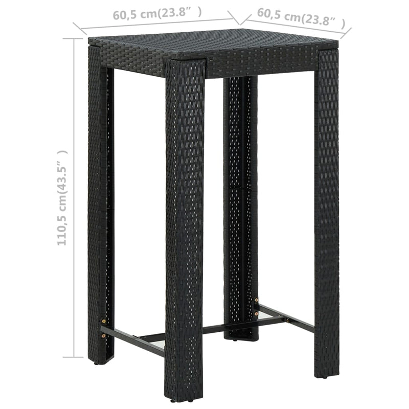 Utendørs barbord svart 60,5x60,5x110,5 cm polyrotting