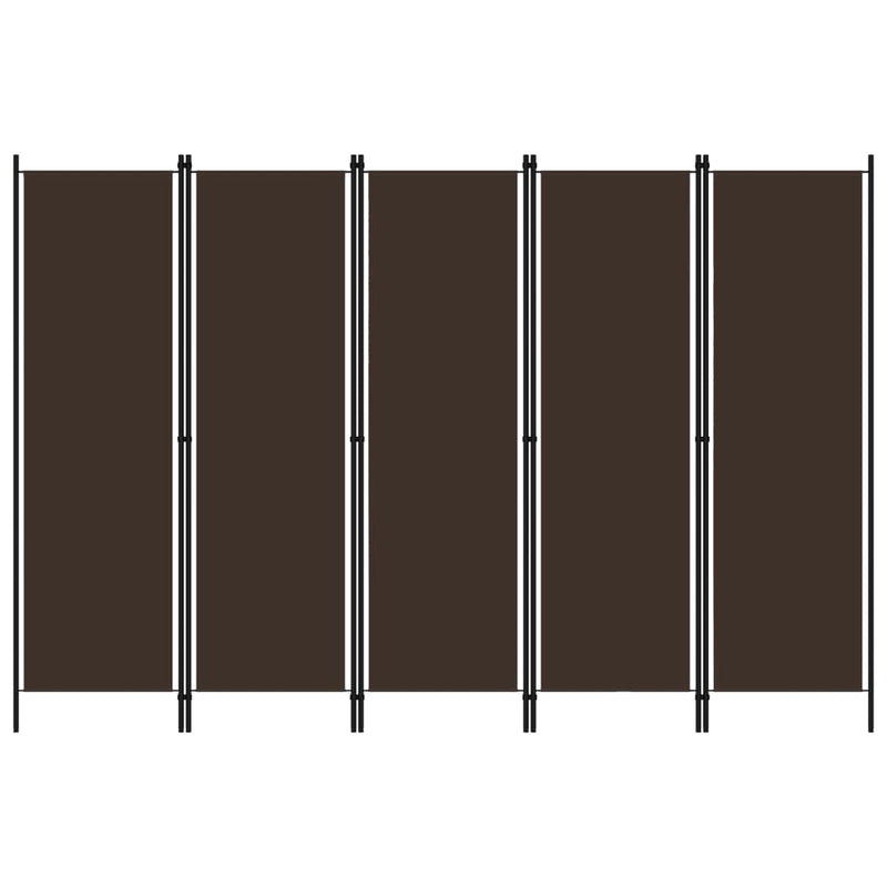 Romdeler med 5 paneler brun 250x180 cm
