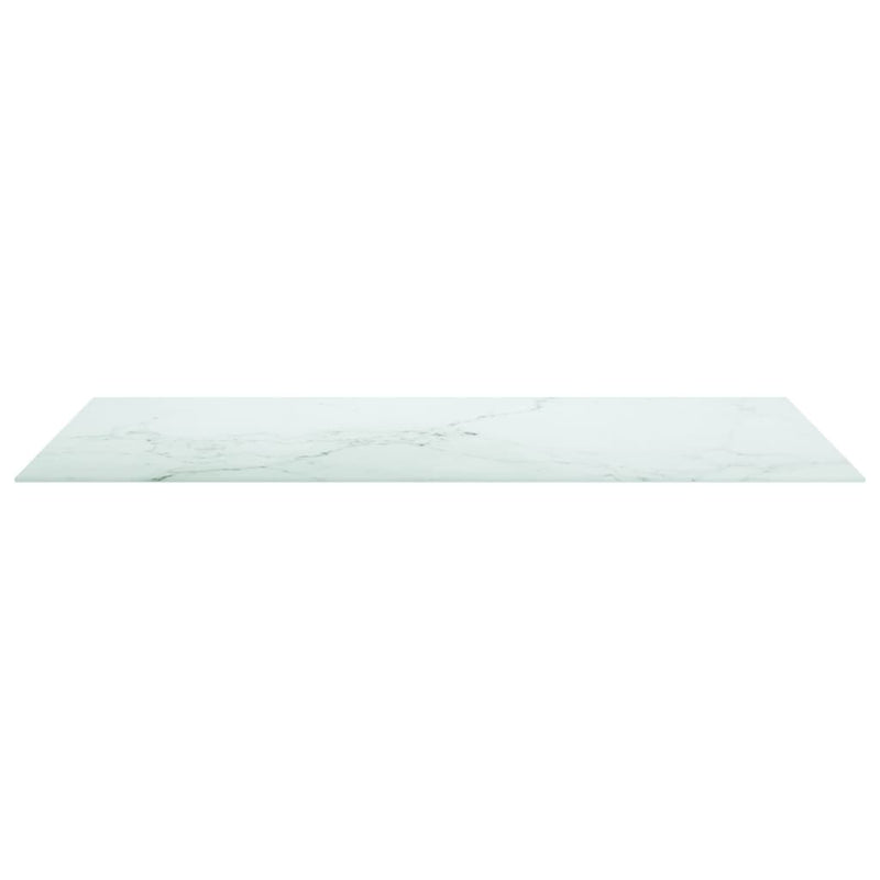 Bordplate hvit 120x65 cm 8 mm herdet glass med marmor design