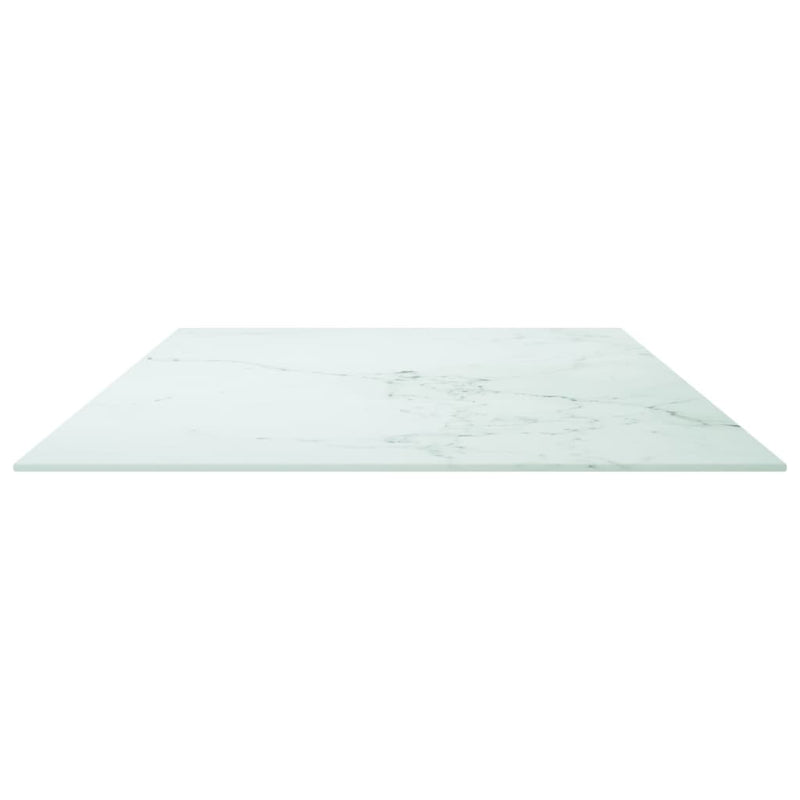 Bordplate hvit 120x65 cm 8 mm herdet glass med marmor design