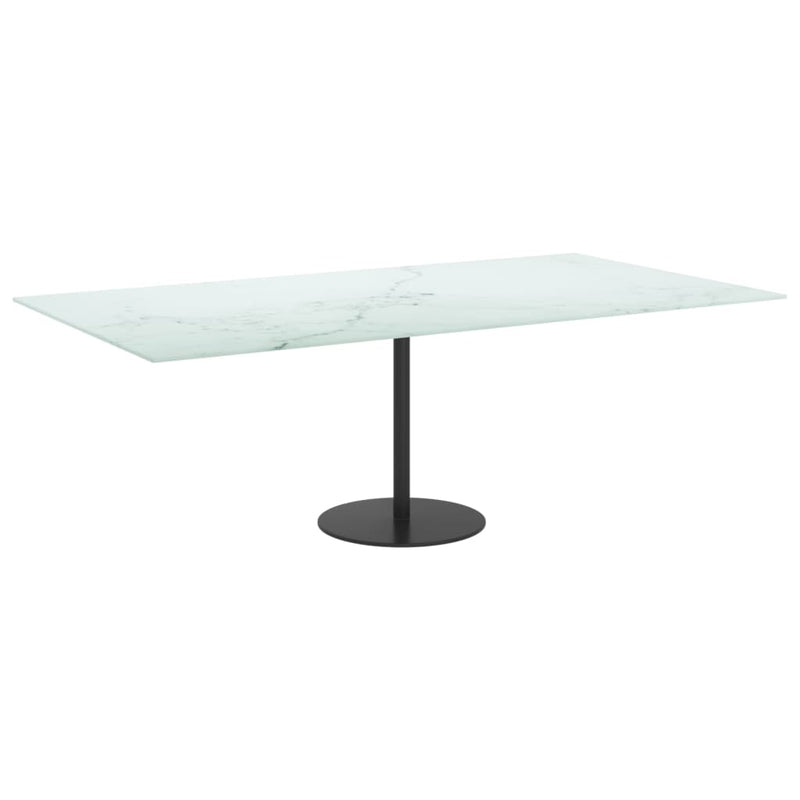 Bordplate hvit 120x65 cm 8 mm herdet glass med marmor design