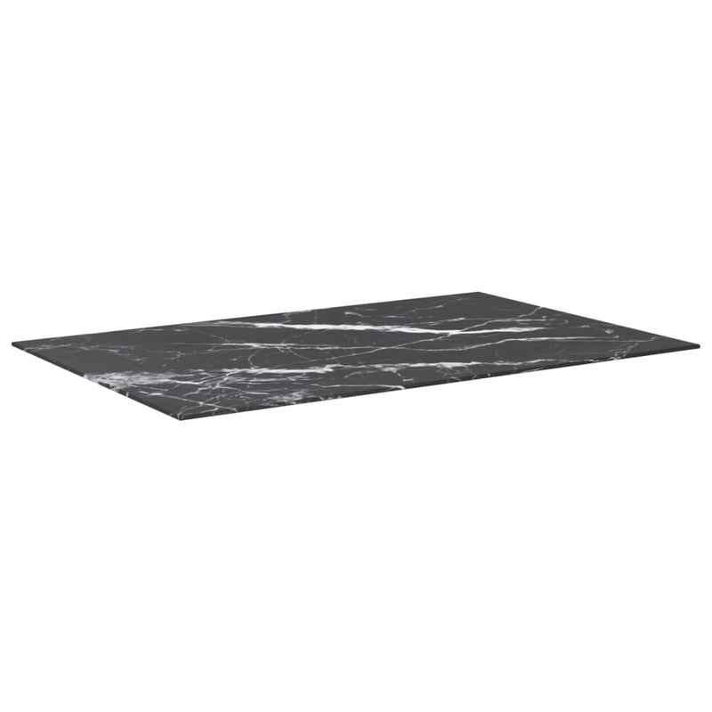 Bordplate svart 100x62 cm 8 mm herdet glass med marmor design