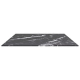 Bordplate svart 100x62 cm 8 mm herdet glass med marmor design