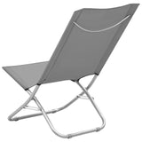 Sammenleggbare strandstoler 2 stk grå stoff