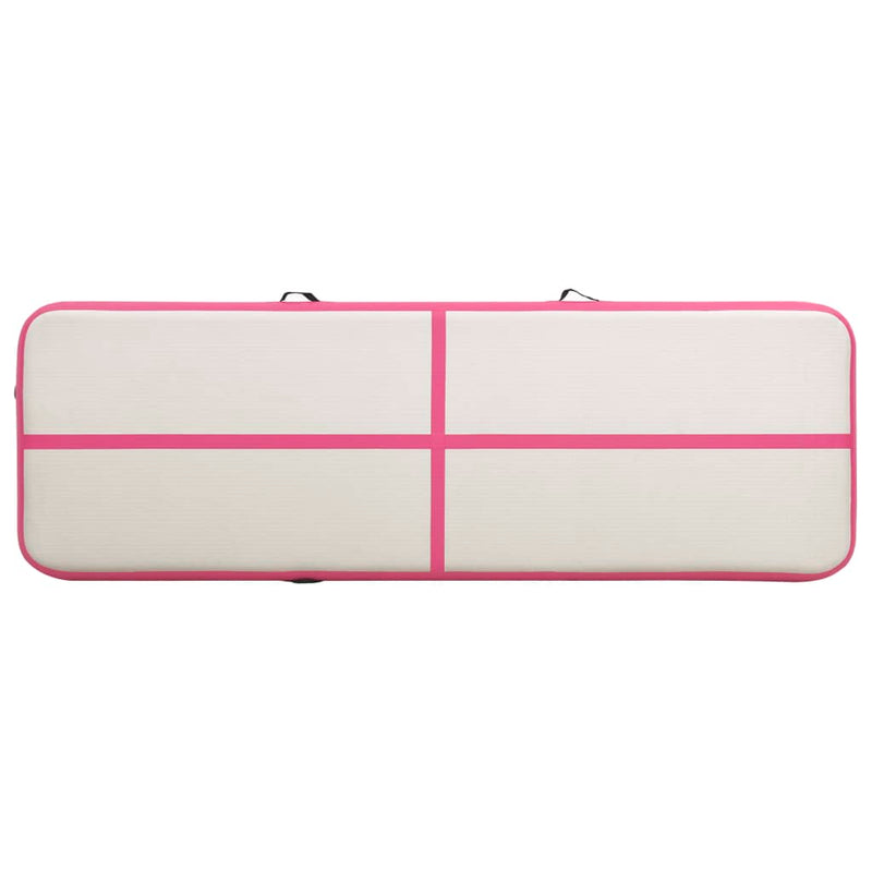 Oppblåsbar gymnastikkmatte med pumpe 500x100x15 cm PVC rosa