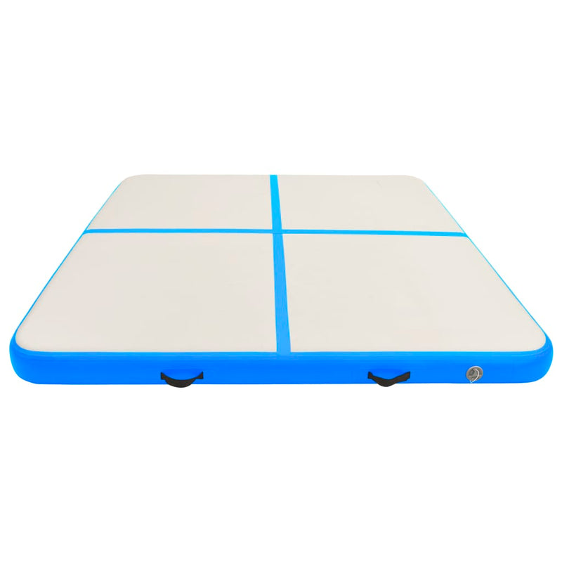 Oppblåsbar gymnastikkmatte med pumpe 200x200x15 cm PVC blå
