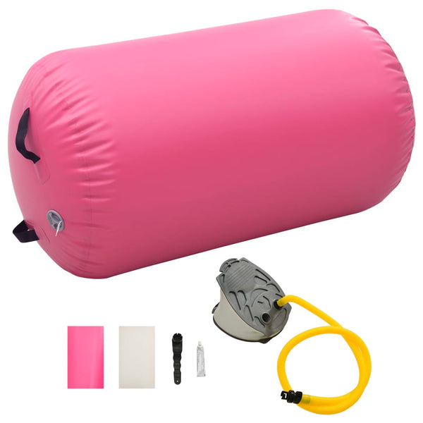 Oppblåsbar gymnastikkrull med pumpe 100x60 cm PVC rosa