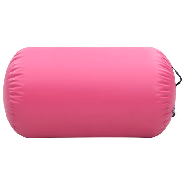 Oppblåsbar gymnastikkrull med pumpe 100x60 cm PVC rosa