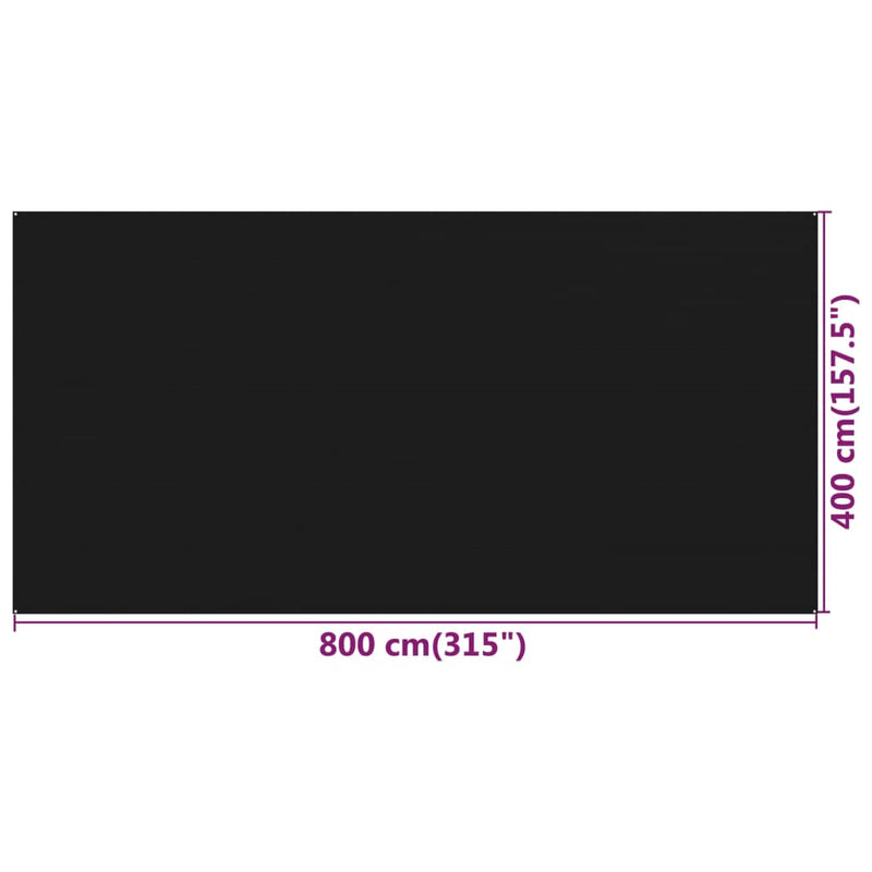 Teltteppe 400x800 cm svart HDPE