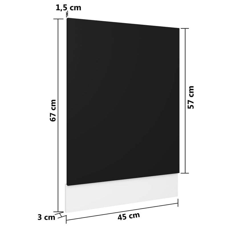 Oppvaskmaskinspanel svart 45x3x67 cm sponplate