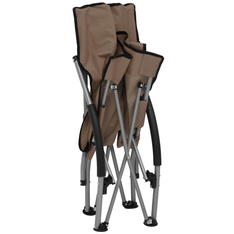 Sammenleggbare strandstoler 2 stk gråbrun stoff