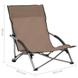 Sammenleggbare strandstoler 2 stk gråbrun stoff
