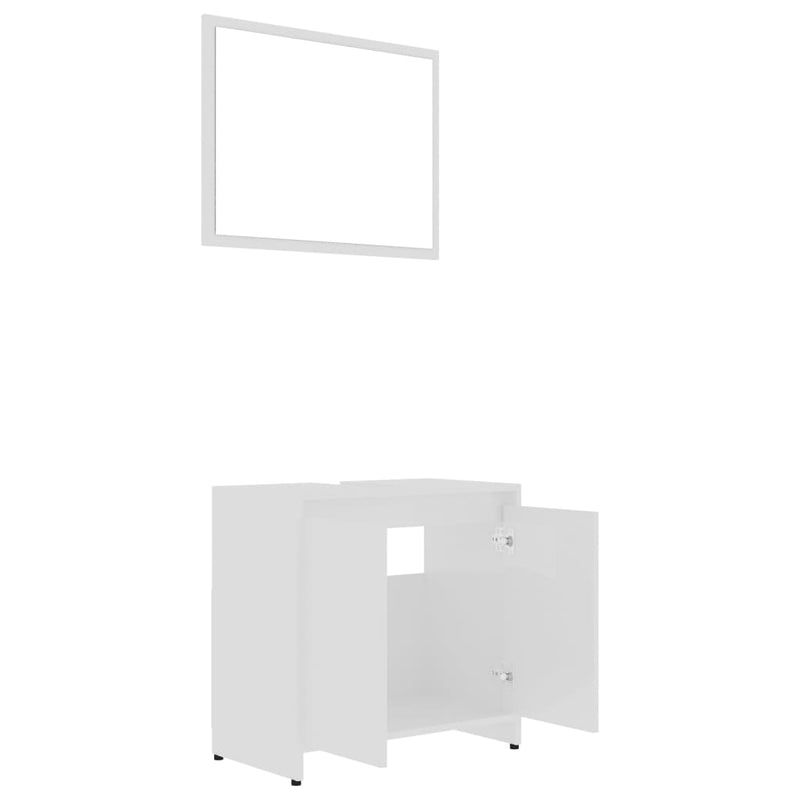 Baderomsmøbler 3 deler høyglans hvit sponplate