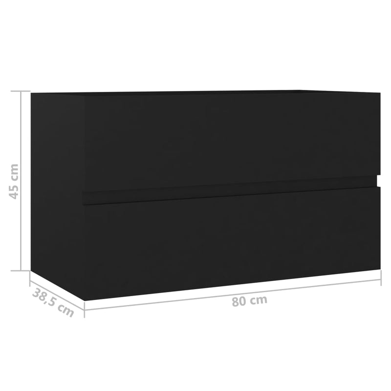 Servantskap svart 80x38,5x45 cm sponplate