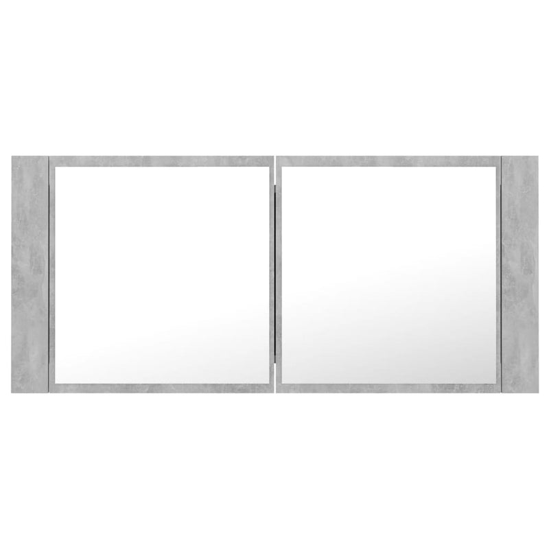 LED-speilskap til baderom betonggrå 100x12x45 cm akryl
