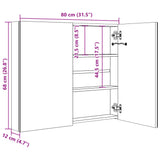 LED-speilskap til bad blank hvit 80x12x68 cm