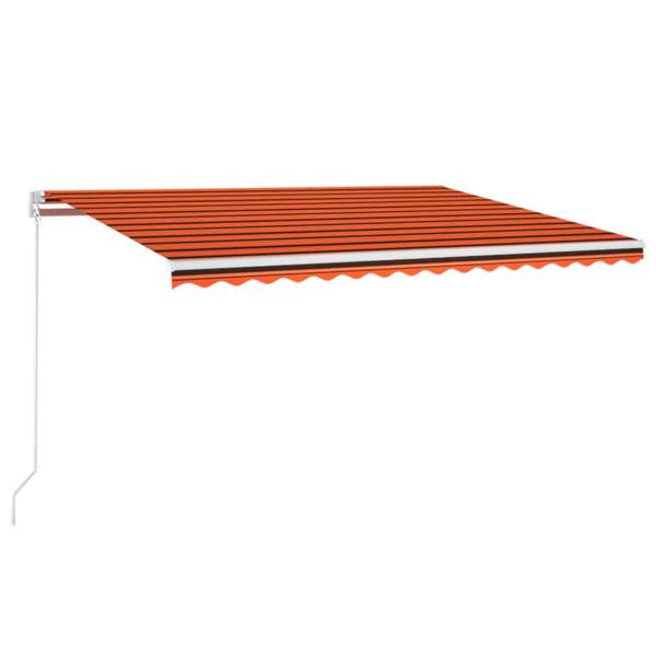 Manuell uttrekkbar markise med LED 400x350 cm oransje og brun