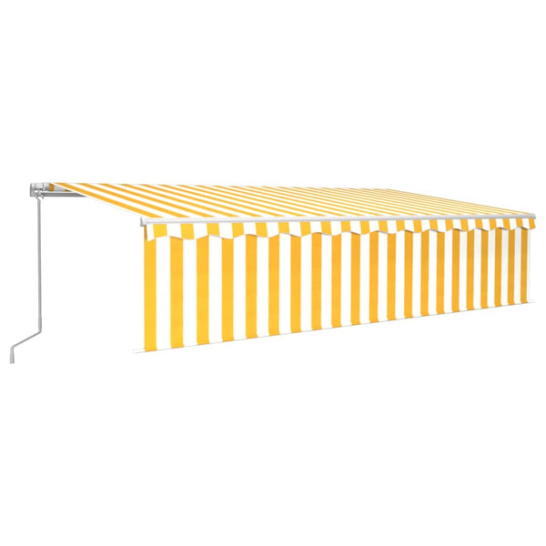 Manuell uttrekkbar markise med rullegardin og LED 6x3m gul/hvit