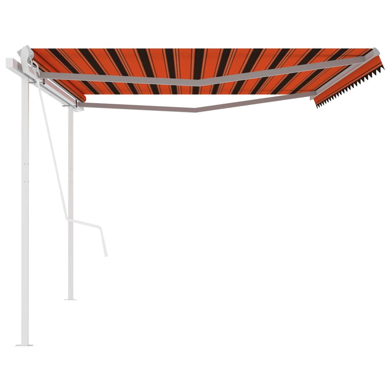 Automatisk uttrekkbar markise med stolper 5x3m oransje og brun