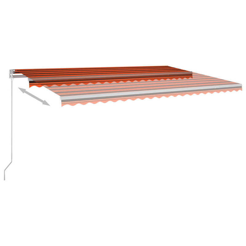 Automatisk uttrekkbar markise med stolper 5x3m oransje og brun