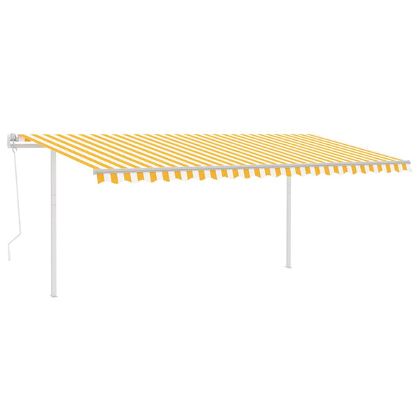 Automatisk uttrekkbar markise med stolper 5x3,5 m gul og hvit