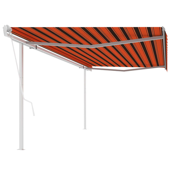 Automatisk uttrekkbar markise med stolper 5x3,5 m oransje brun