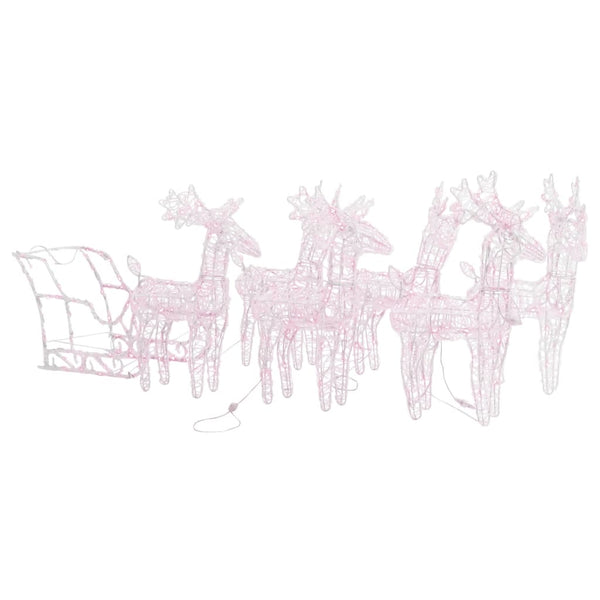 Reinsdyr og slede juledekorasjon 280x28x55 cm akryl