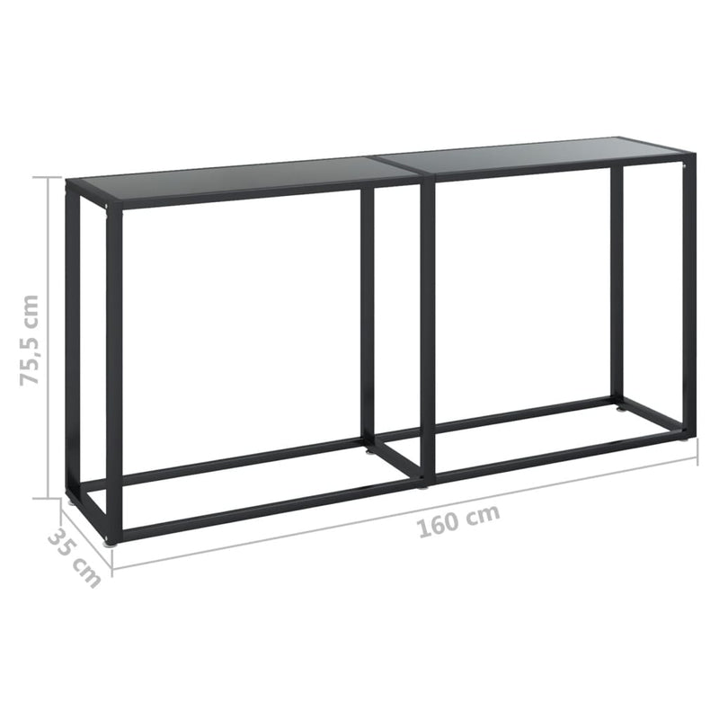 Konsollbord svart 160x35x75,5 cm herdet glass