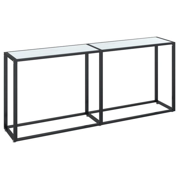 Konsollbord hvit marmor 180x35x75,5 cm herdet glass