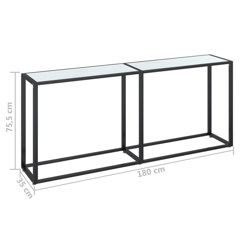 Konsollbord hvit marmor 180x35x75,5 cm herdet glass