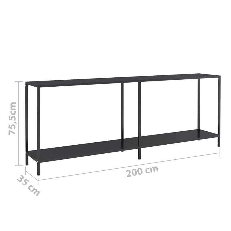 Konsollbord svart 220x35x75,5 cm herdet glass