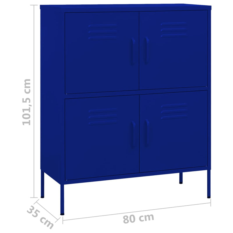 Oppbevaringsskap marineblå 80x35x101,5 cm stål