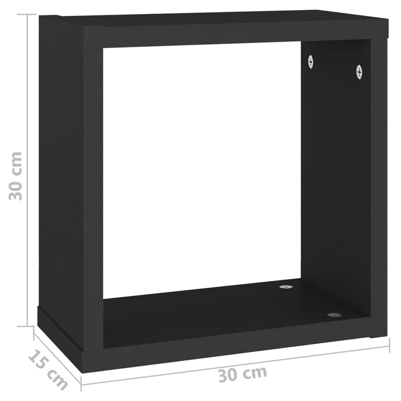 Vegghyller kubeformet 4 stk svart 30x15x30 cm