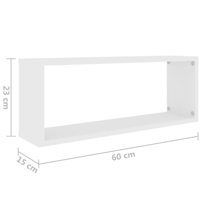 807134  veggkubehyller 4 stk Hvit 60x15x23 cm sponplate