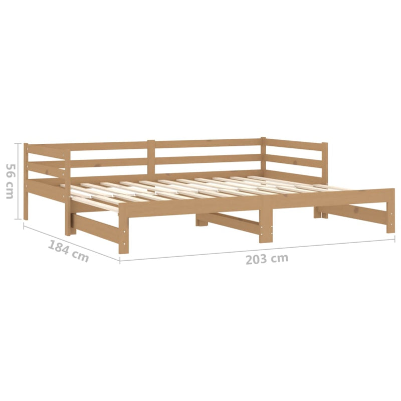 Uttrekkbar dagseng honningbrun heltre furu 2x(90x200) cm