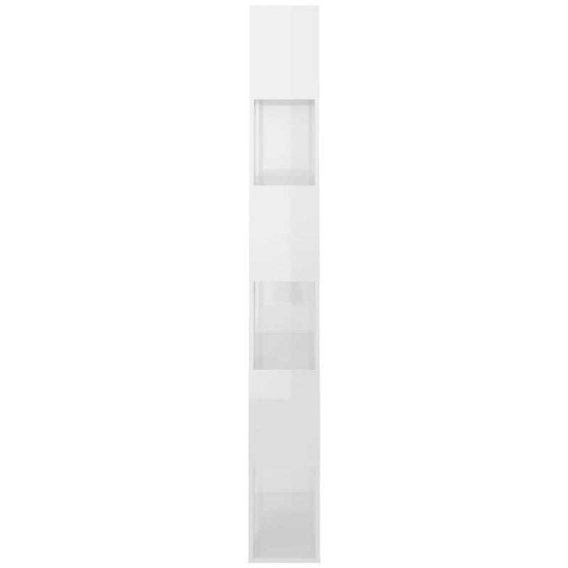 Bokhylle/romdeler høyglans hvit 80x24x186 cm sponplate
