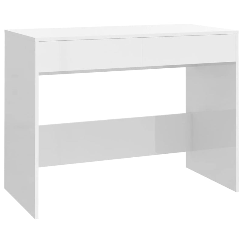 Skrivebord høyglans hvit 101x50x76,5 cm sponplate
