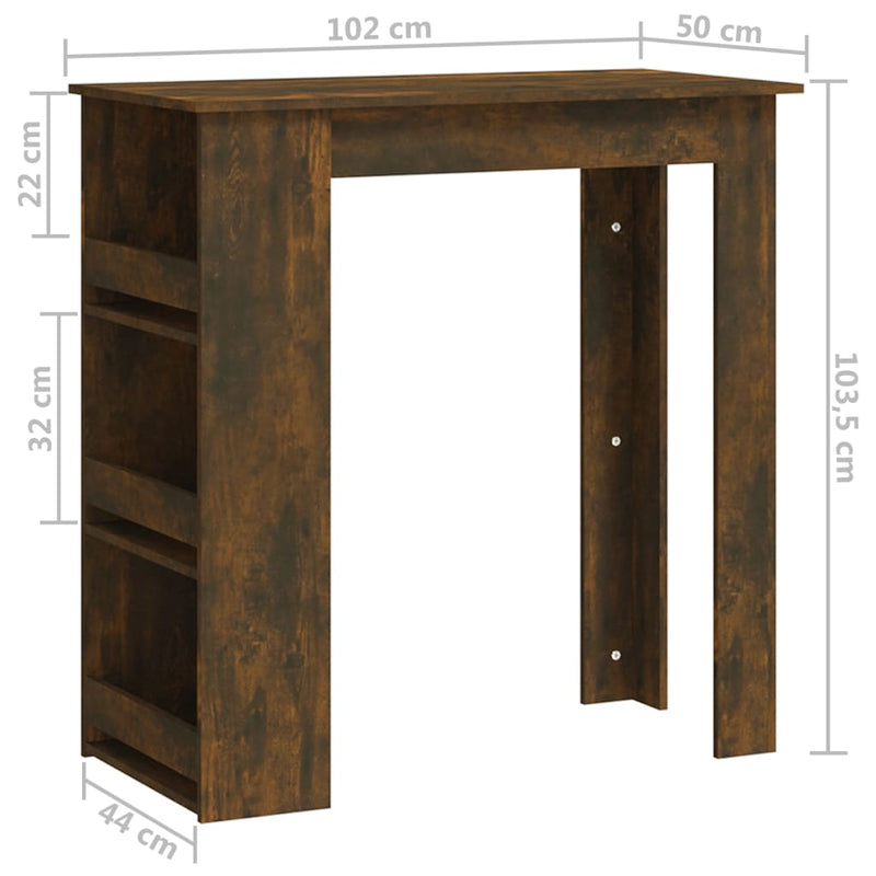 Barbord med stativ røkt eik 102x50x103,5 cm sponplate