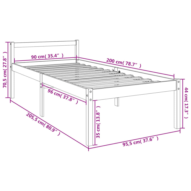 Seniorseng 90x200 cm heltre furu