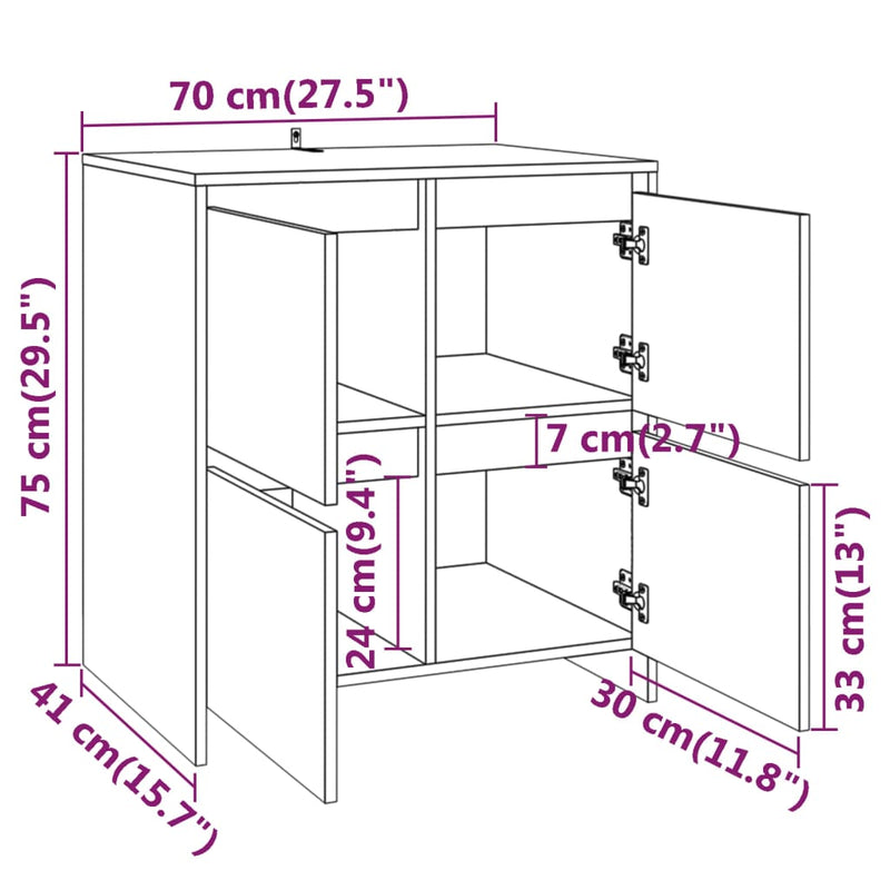 Skjenker 2 stk svart 70x41x75 cm sponplate