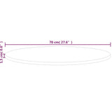 Rund bordplate Ø70x1,5 cm ubehandlet heltre eik