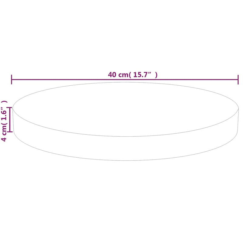 Rund bordplate Ø40x4 cm ubehandlet heltre eik