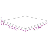 Firkantet bordplate lysebrun 90x90x2,5 cm behandlet heltre eik