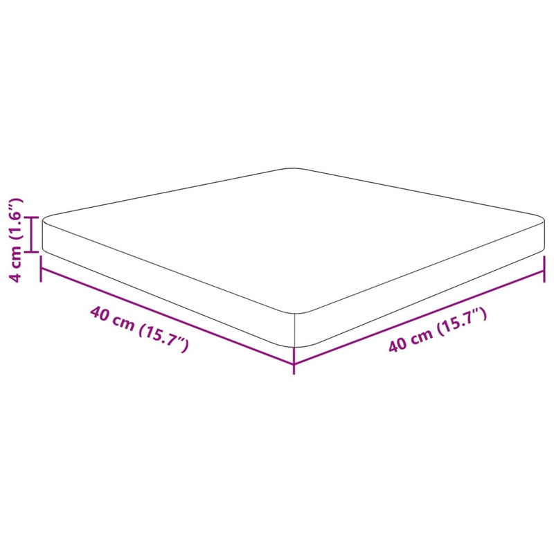 Firkantet bordplate mørkebrun 40x40x4 cm behandlet heltre eik