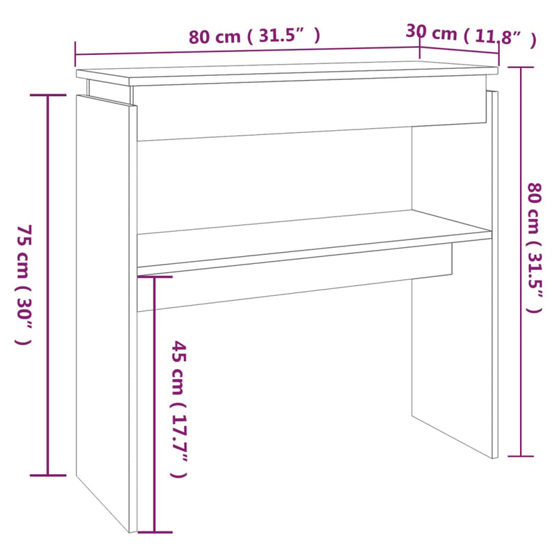 Konsollbord brun eik 80x30x80 cm konstruert tre