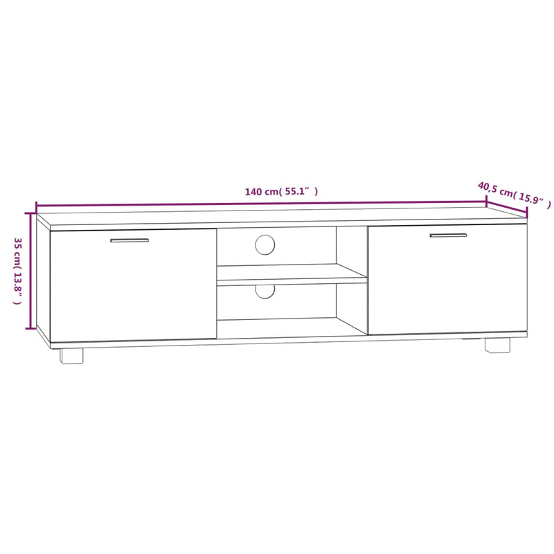 TV-benk røkt eik 140x40,5x35 cm konstruert tre