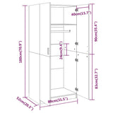 Garderobe brun eik 80x52x180 cm konstruert tre