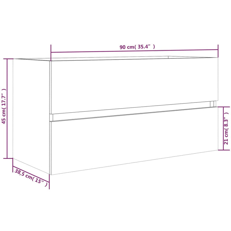 Servantskap røkt eik 90x38,5x45 cm konstruert tre